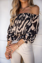 Off-Shoulder Polyester Blouse with Raglan Sleeves