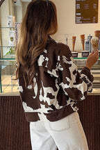 Vintage-Inspired Printed Polyester Coat