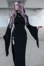 Sheer Gothic Dress with Flared Sleeves