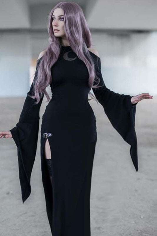 Sheer Gothic Dress with Flared Sleeves
