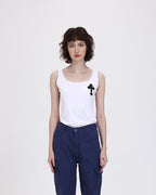 Cross-Detail Cotton Sleeveless Tank Top
