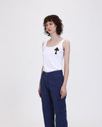 Cross-Detail Cotton Sleeveless Tank Top
