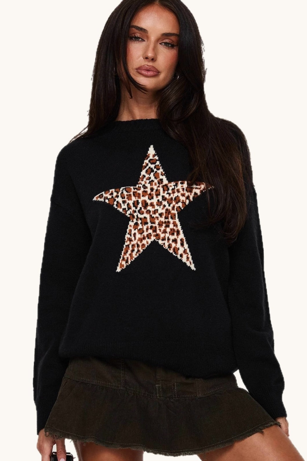 Printed Polyester Fitted Sweater