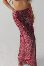 Leopard-Print Skirt with Sequins