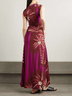 Knit Printed Midi Dress with Vintage Styling