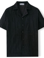 Collared Polyester Shirt with Short Sleeves