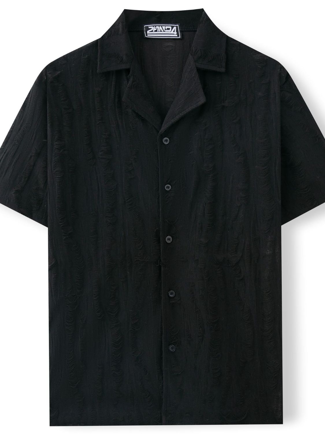 Collared Polyester Shirt with Short Sleeves