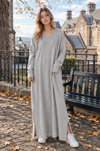 V Neck Swing Dress - Long Sleeve