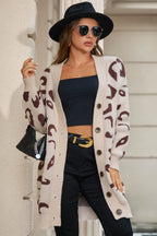 Leopard-Print Relaxed-Fit V-Neck Cardigan