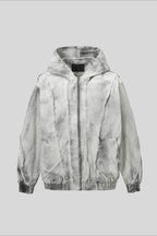 Washed Hooded Zip Jacket with Raw Seams