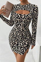 Leopard-Print Mini Dress with Cutout Details