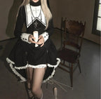 Lace Celebration Gothic Ebony Midi Dress