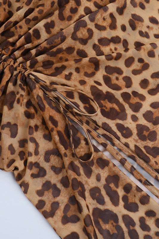 Leopard-Print Maxi Dress with Halter Neckline