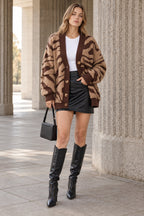 Plus Size Leopard Knit Cardigan