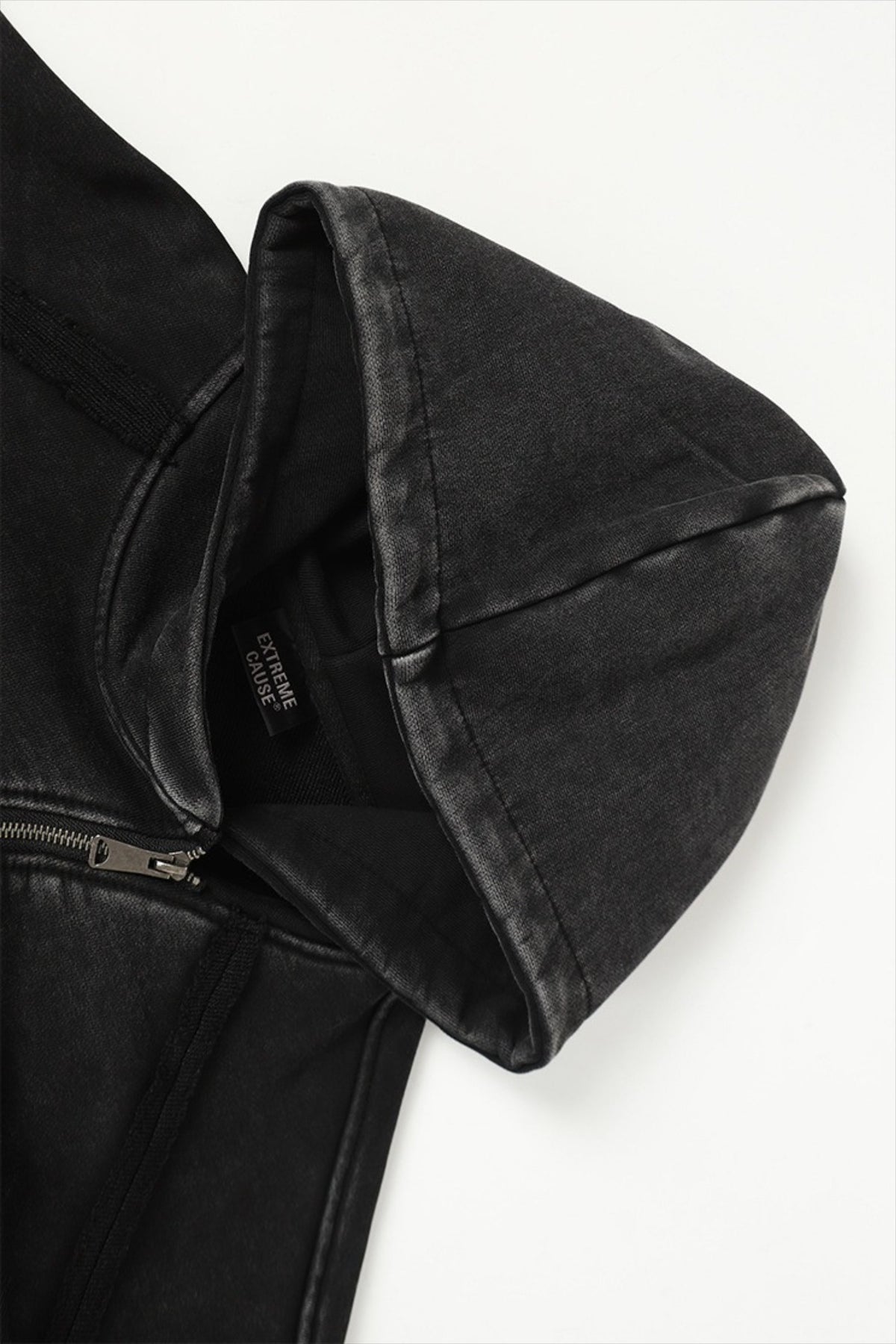 Cotton Pullover Hoodie with Exposed Seams