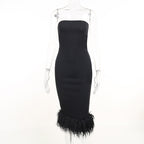 Off-Shoulder Midi Dress with Strapless Neckline