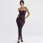 Printed Open-Back Maxi Dress with Ruching