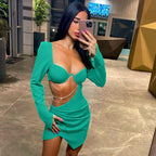 Chain-Detail Mini Dress with Cutout Details