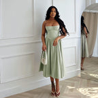 Open-Back Relaxed-Fit Midi Dress with A-Line Shape