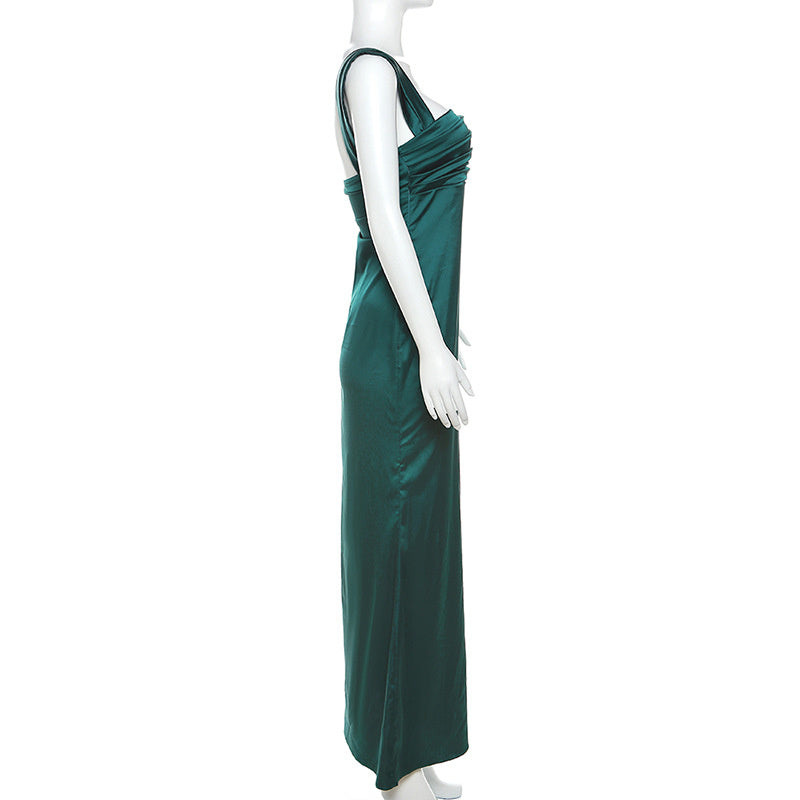 Pleated Maxi Dress with Open Back