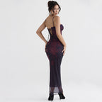 Printed Open-Back Maxi Dress with Ruching
