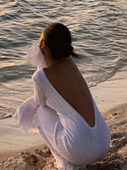Knit Maxi Dress with Round Neckline