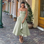 Open-Back Relaxed-Fit Midi Dress with A-Line Shape