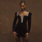 Plunging V-Neck Long-Sleeve Mini Dress
