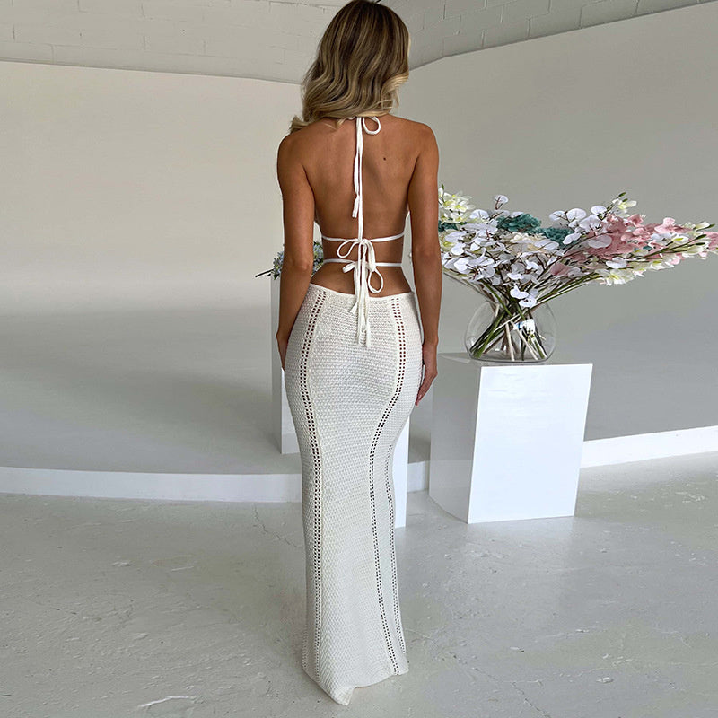 Open-Back Halter Cutout Maxi Dress