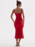 Open-Back Midi Dress with Strap Details
