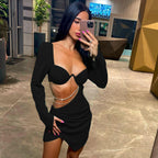 Chain-Detail Mini Dress with Cutout Details