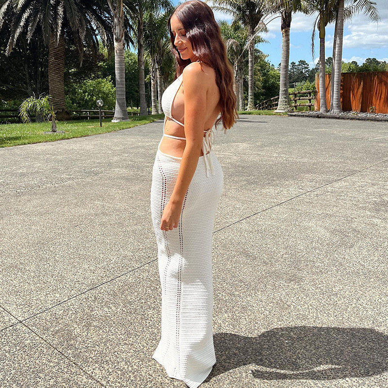 Open-Back Halter Cutout Maxi Dress