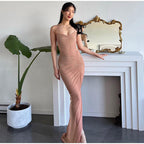 Pleated Maxi Dress with High Slit