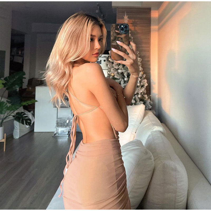 Pleated Maxi Dress with High Slit