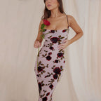 Printed Open-Back Maxi Dress with Ruching