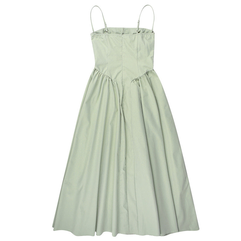 Open-Back Relaxed-Fit Midi Dress with A-Line Shape