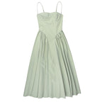 Open-Back Relaxed-Fit Midi Dress with A-Line Shape