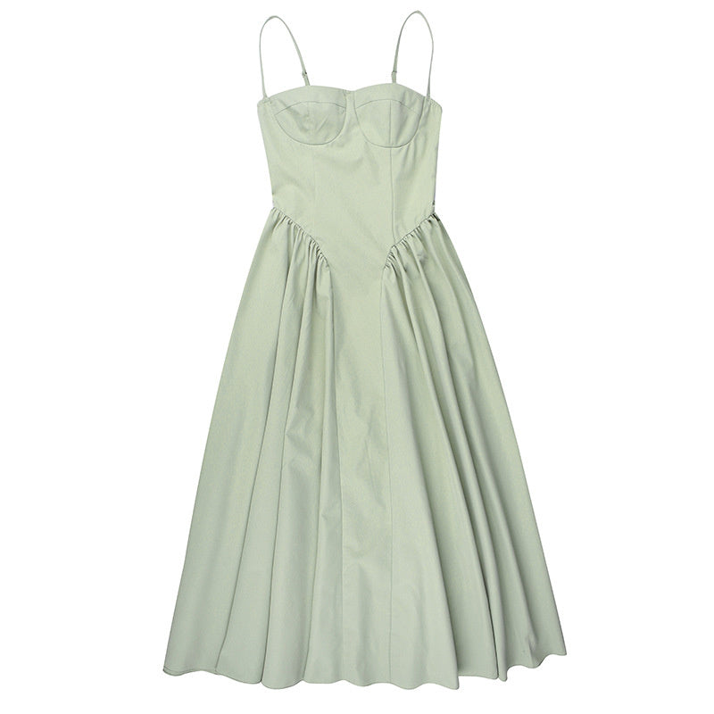 Open-Back Relaxed-Fit Midi Dress with A-Line Shape