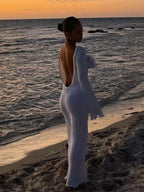 Knit Maxi Dress with Round Neckline