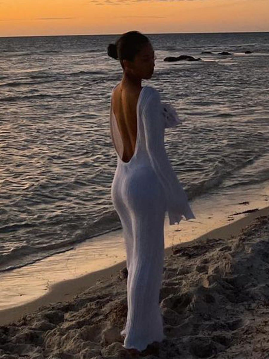 Knit Maxi Dress with Round Neckline