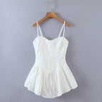 Strap-Detail Solid-Color Mini Dress in White
