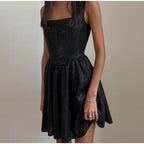 Sleeveless Solid-Color Mini Dress in Black