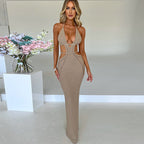 Open-Back Halter Cutout Maxi Dress