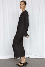 Knit Maxi Dress with Round Neckline