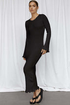 Knit Maxi Dress with Round Neckline