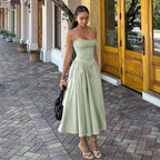 Open-Back Relaxed-Fit Midi Dress with A-Line Shape