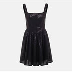 Sleeveless Solid-Color Mini Dress in Black