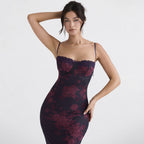 Printed Open-Back Maxi Dress with Ruching