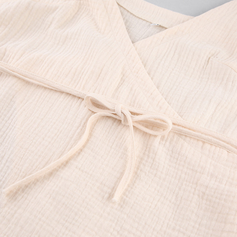 Cross-Detail Mini Dress with V-Neckline
