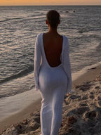 Knit Maxi Dress with Round Neckline